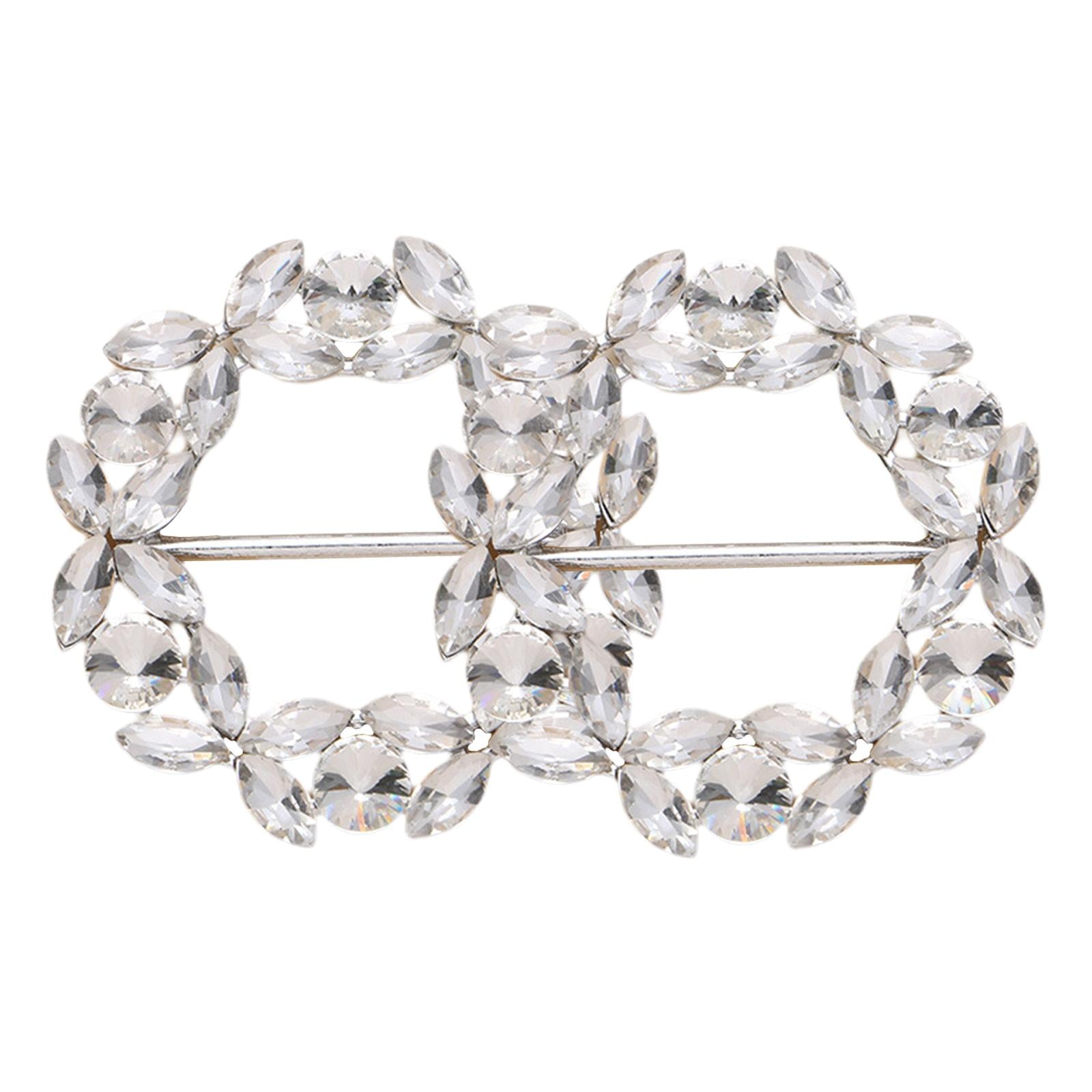 2 Pieces Ribbon Sliders Rhinestone Applique Clips Buckle Bridesmaids White