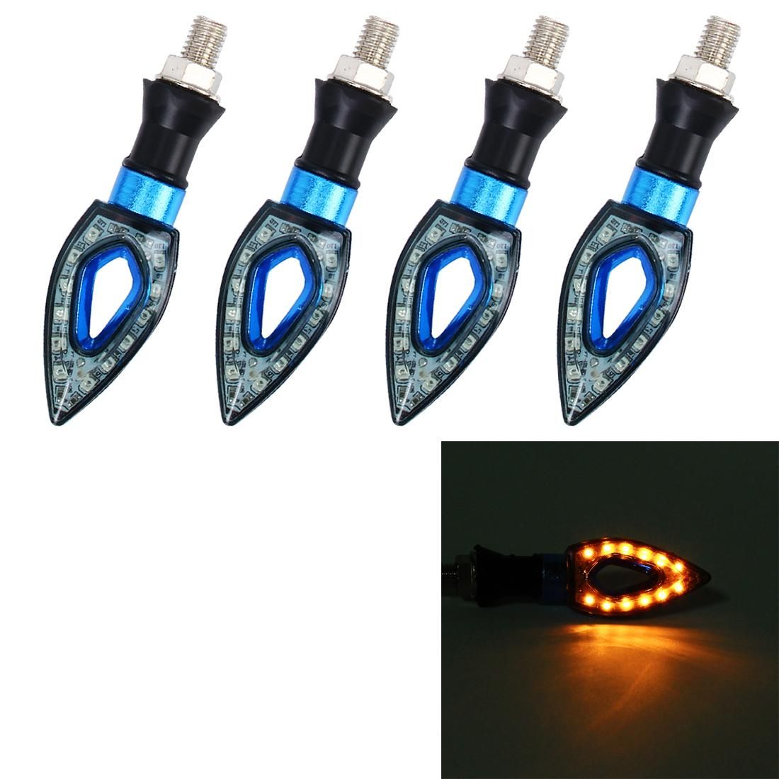 4 PCS Rhombus Shape DC 12V Motorcycle 12-LED Yellow Light Turn Signal Indicator Blinker Light