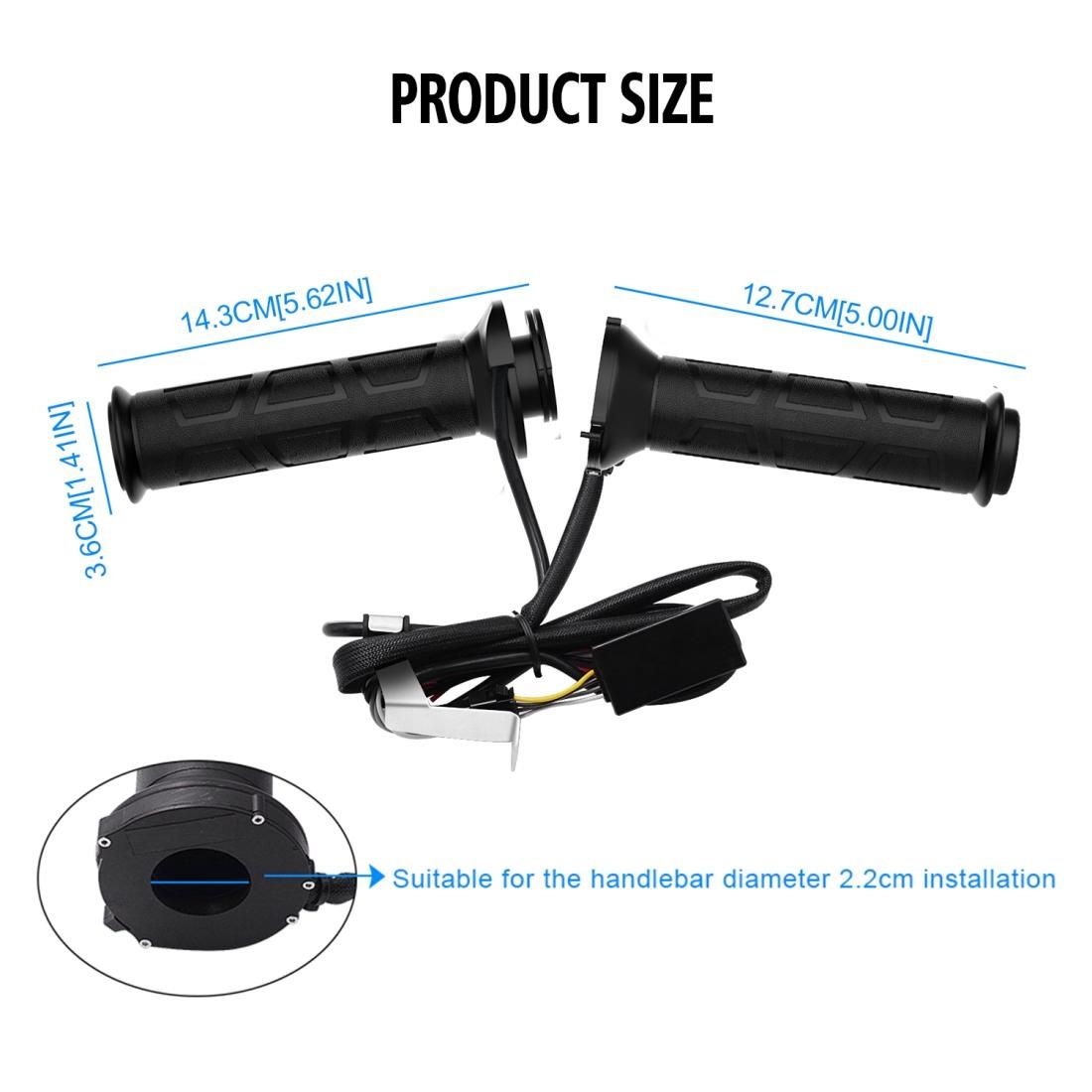 WUPP CS-095D1 Motorcycle Modified Adjustable Temperature Silicone Universal Electric Heating Hand Cover Heated Grip Handlebar (Black)