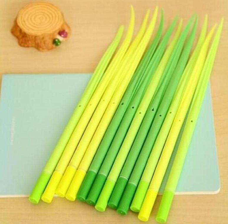 6 PCS Creative Stationery Grass Shape Soft Gel Pen Office Decoration Pen, Written:0.5mm (Black)