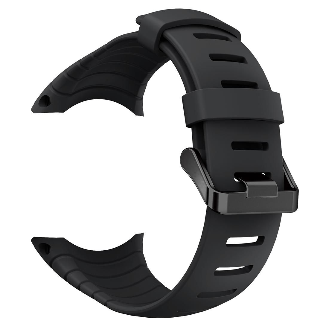 For Sunnto Core Series Square Steel Buckle Silicone TPU Watch Bands (Black)