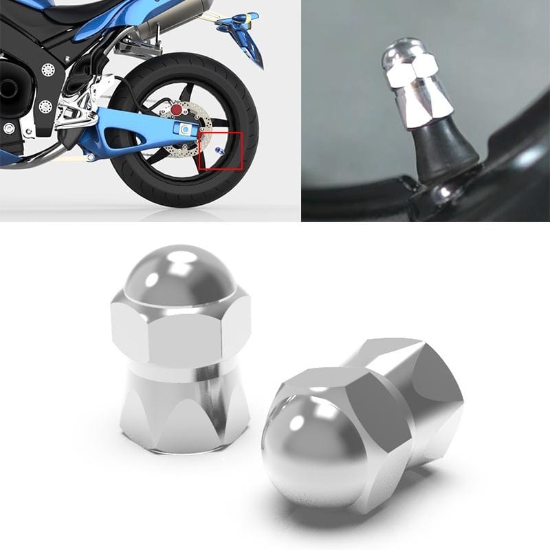 2 PCS Motorcycles Gas Cap Mouthpiece Cover Tire Cap Tire Valve Caps (Silver)