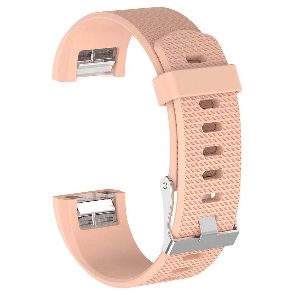 For Fitbit Charge 2 Common Texture Silicone Replacement Wrist Strap Watchband with Buckle, Size:S (Khaki)