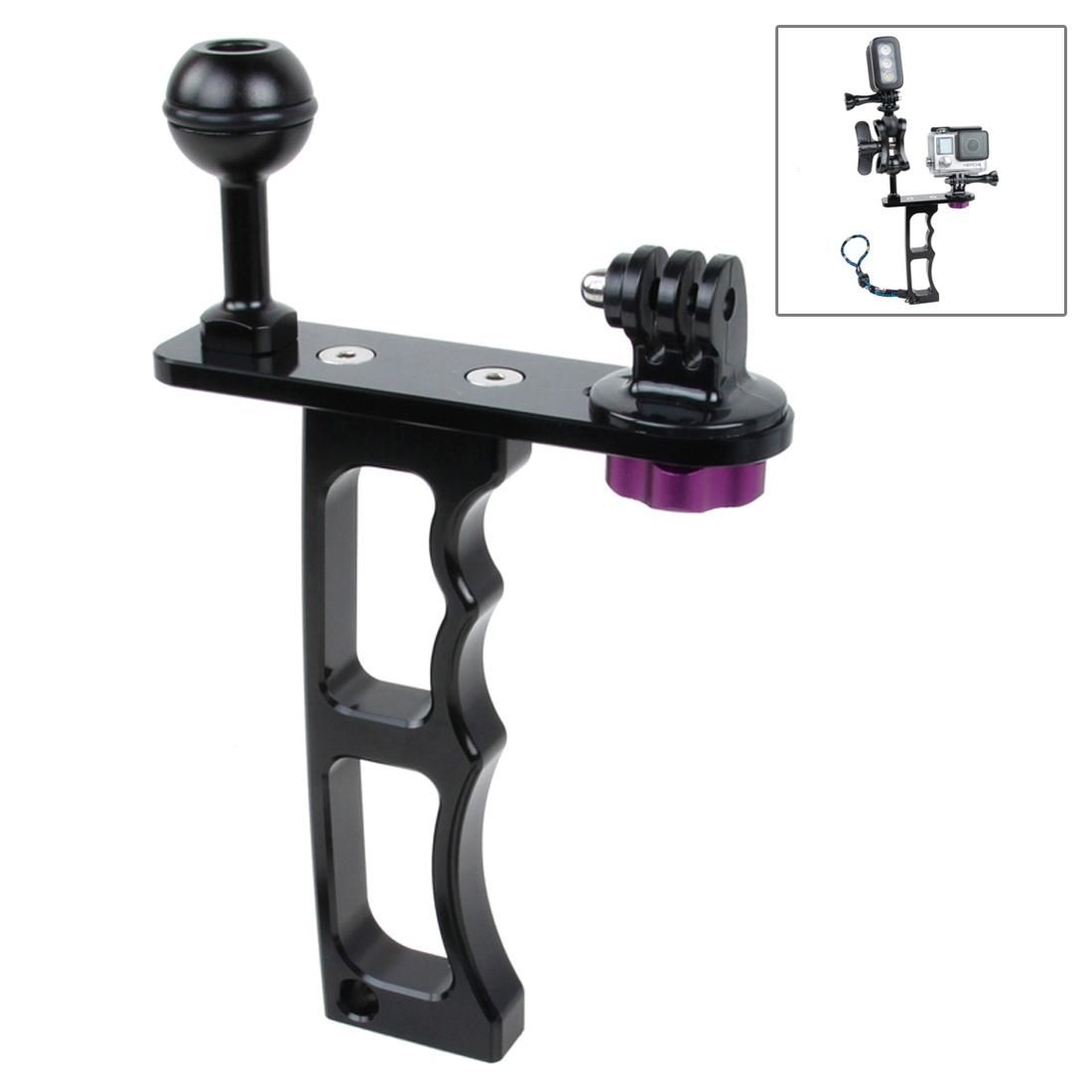 TMC Single Handheld Diving Light Arm Aluminum Mount with Lanyard for GoPro  NEW HERO /HERO6   /5 /5 Session /4 Session /4 /3+ /3 /2 /1, Xiaoyi and Other Action Cameras (Black)