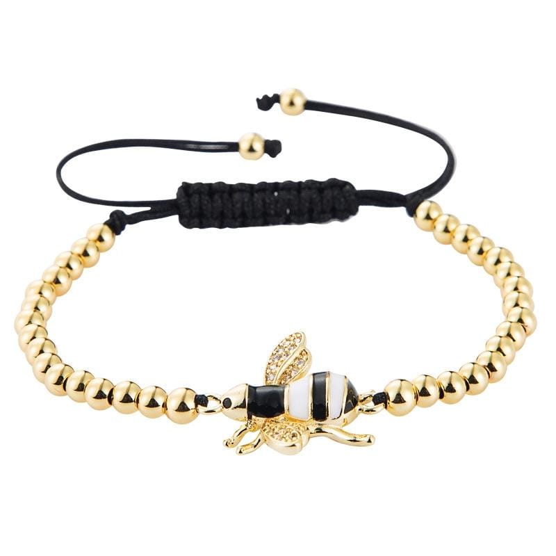 2 PCS Women Colorful Zircon Bee Bracelets Pull Braided Bracelets