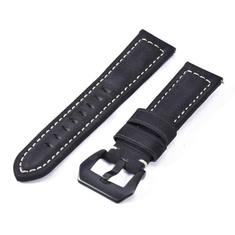 Frosted leather large black buckle For  Huawei Watch GT / Watch 2 Pro Watch strap (Black)