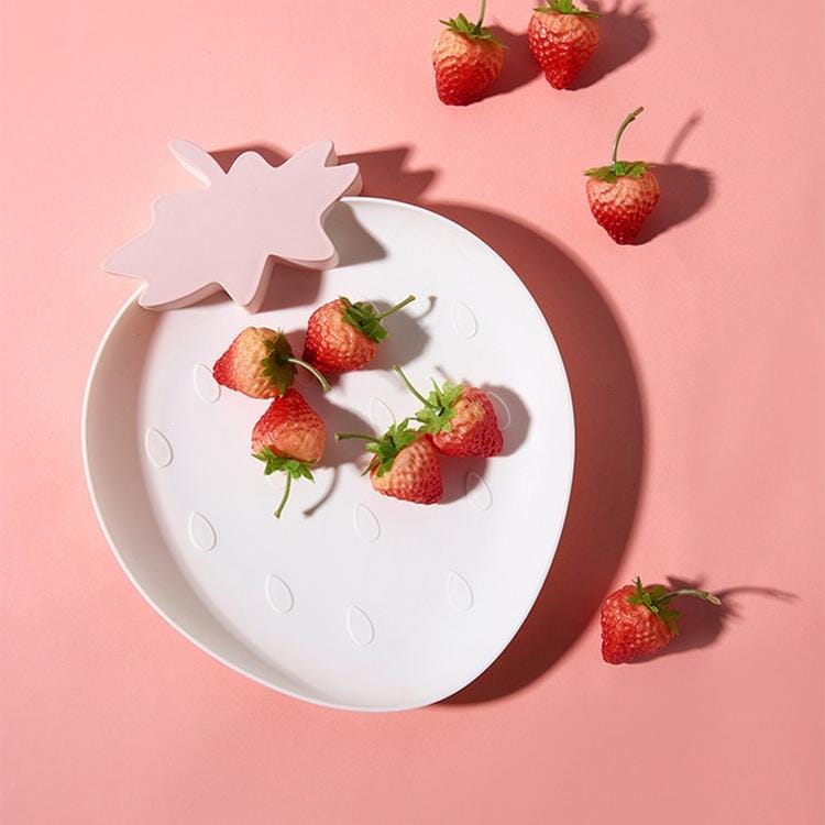 2 PCS Creative Strawberry Shape Living Room Home Candy Dish Fruit Plate (White)