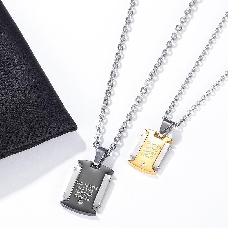 OPK 1689 Square Brand Titanium Steel Couple Necklace Men and Women Pendant Clavicle Chain, Style:Men Pendant + Chain
