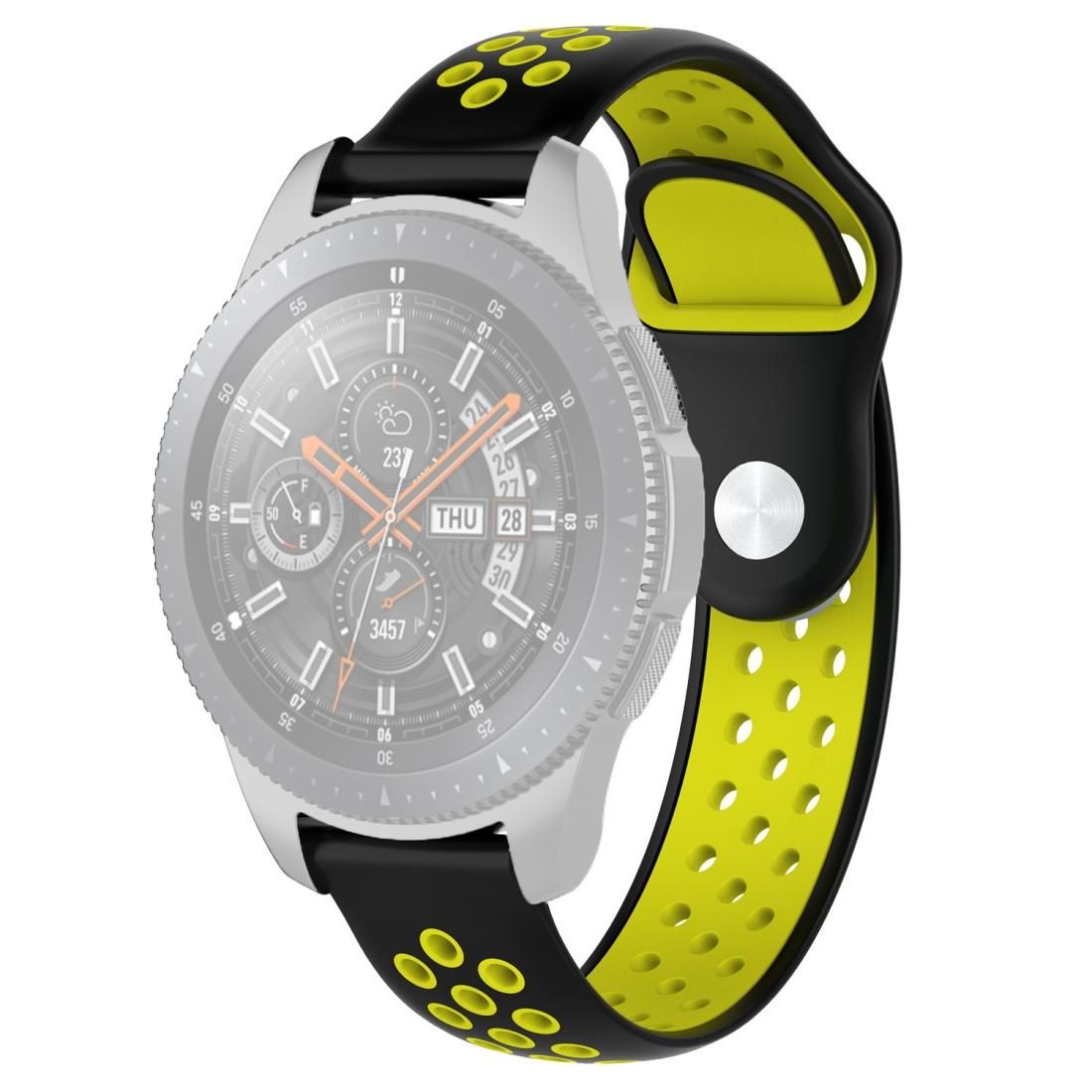 Double Color Wrist Strap Watch Band for Galaxy Watch 46mm (Black Yellow)