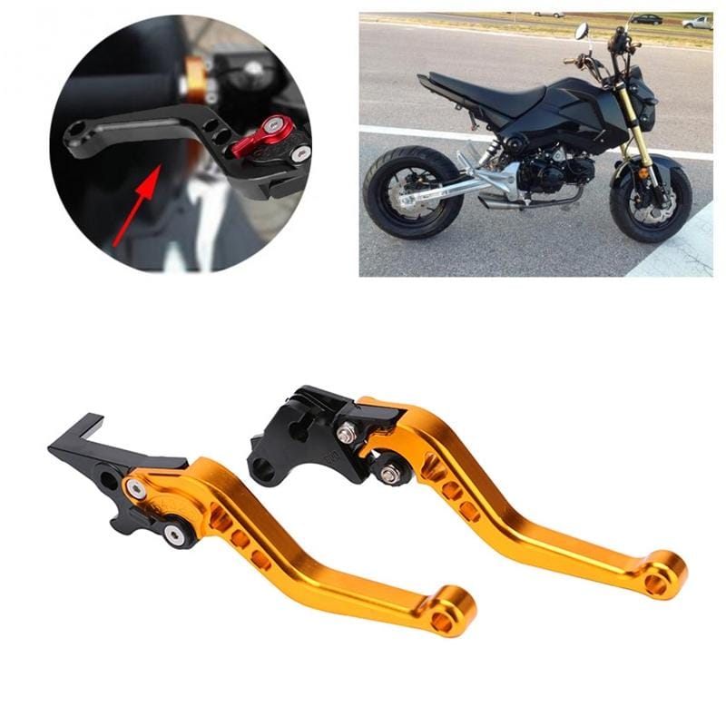 Speedpark Motorcycle Modified Adjustable Brake Clutch Handle Lever for Honda GROM MSX125 (Gold)