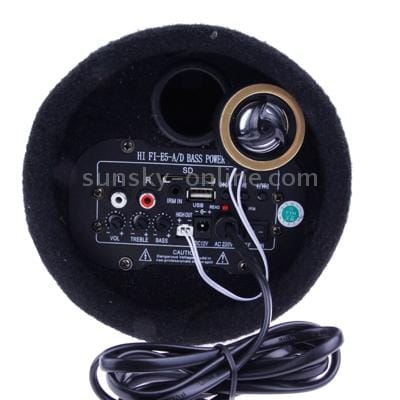 5 inch Round Shape Stereo Motorcycle / Car Subwoofer, Support TF Card & U Disk Reader, with Remote Control (Black)