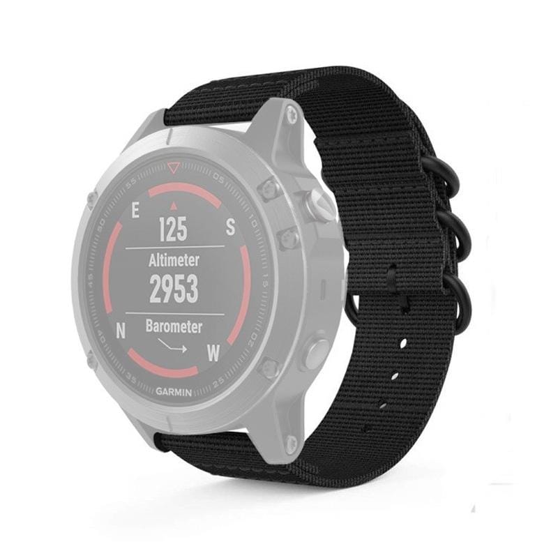 For Garmin Fenix 5S 20mm Three-ring Nylon Watchband (Black)