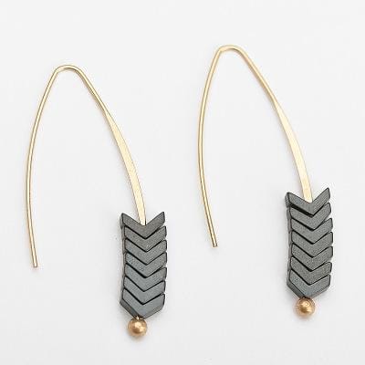 Vintage Natural Rock Stud Earrings Spear Arrow Long Hook Earrings Women Fashion Punk Style Jewelry (Grey)