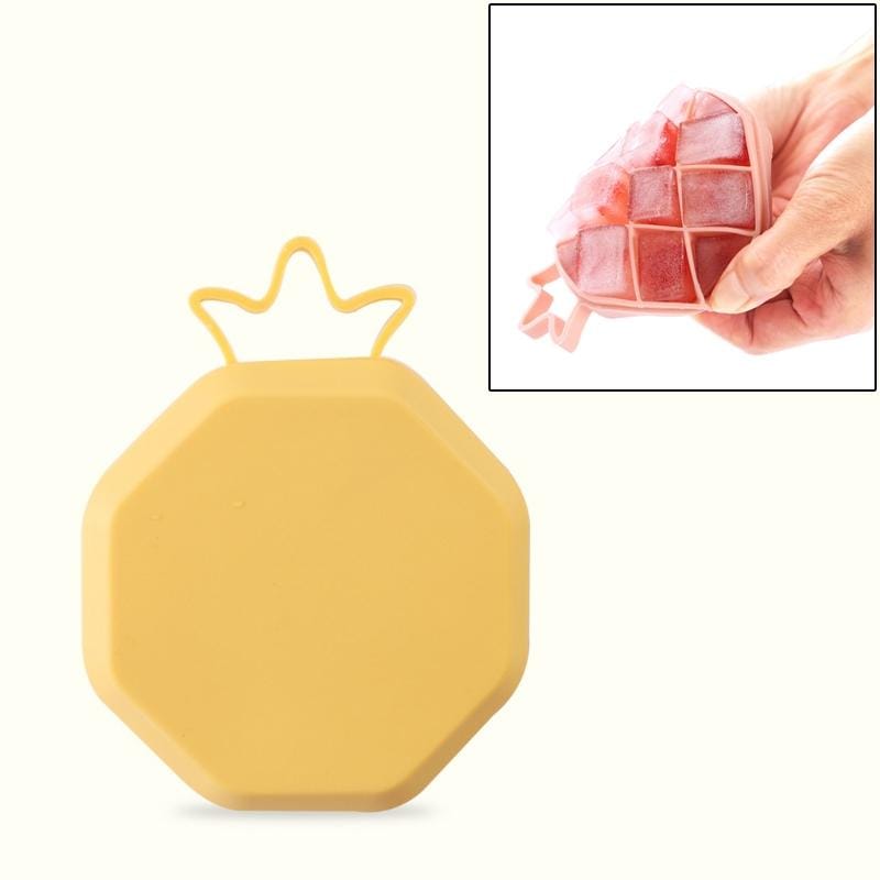 DIY Ice Cube Mold Creative Fruit Shape Ice Box with Lid, Style:Pineapple (Yellow)