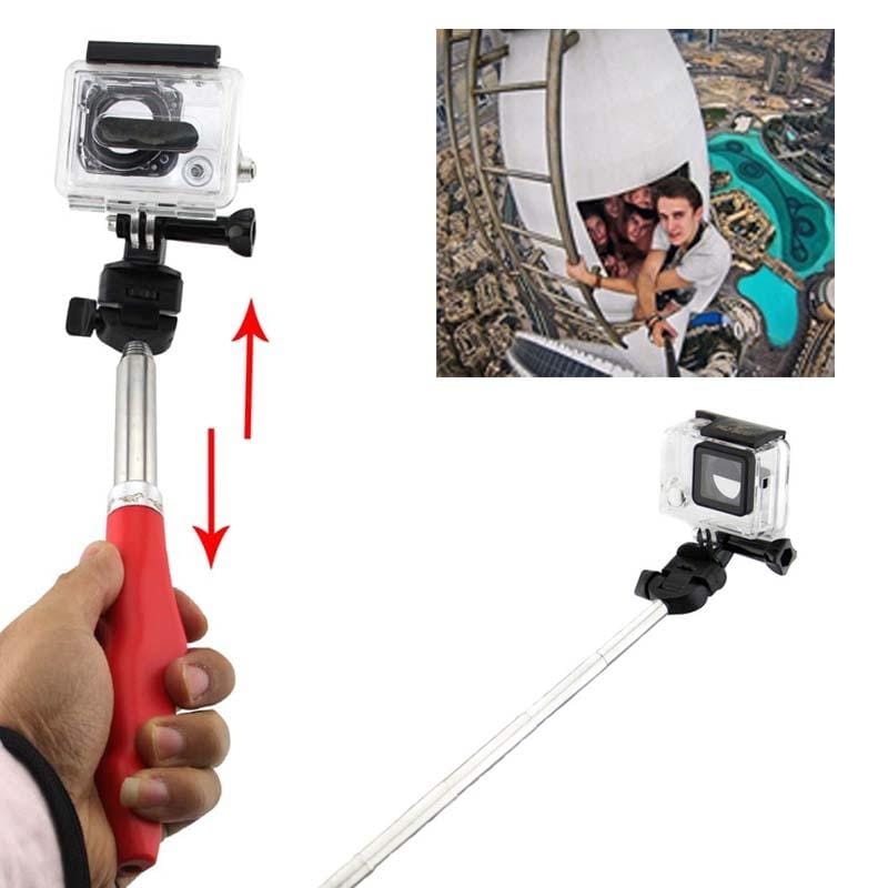 Fashion 7 Sections Telescopic Shaft Self-timer Monopods for GoPro Camera / Digital Camera / Phone, Full Length Max: 110cm (Red)