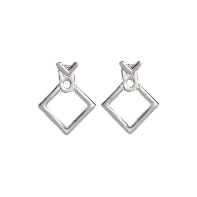 Simple Metal Triangle Square Girl Earing Jewelry Accessories (Square Silver)