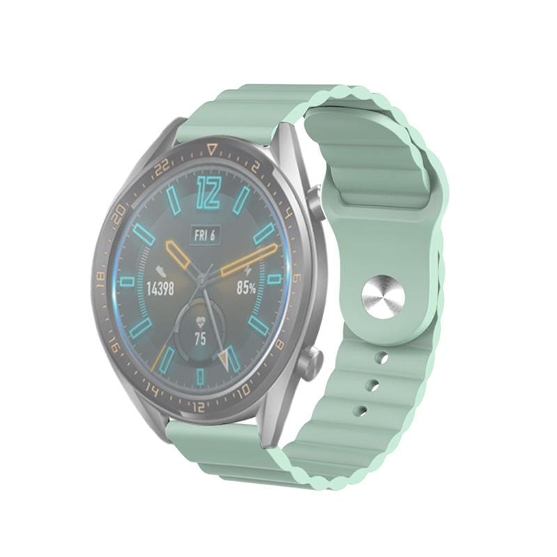 22mm For Huawei Watch GT2e / GT2 46mm Reverse Buckle Wave Silicone Strap (Mint Green)