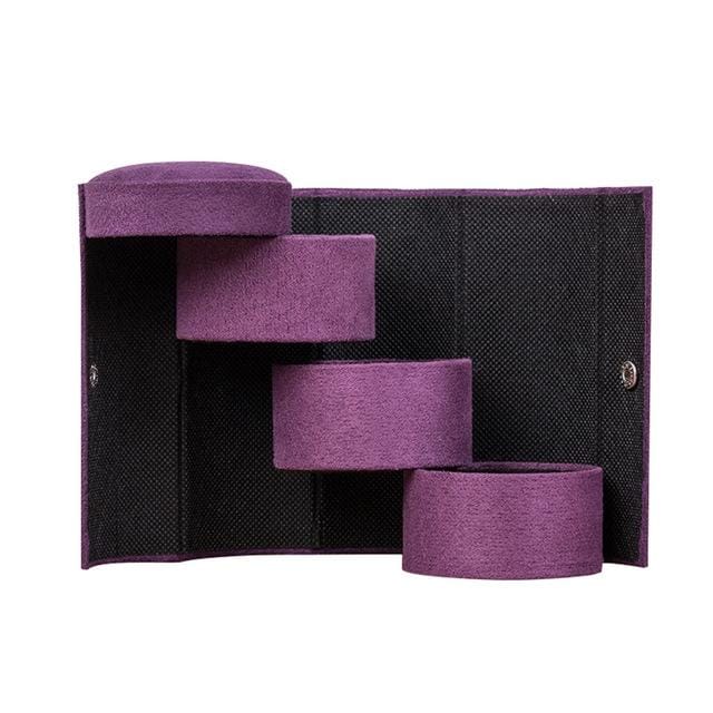 Fashion Cylindrical Rotation Ladder Jewelry Storage Holder Earring Organizer Box Case (Purple Red)