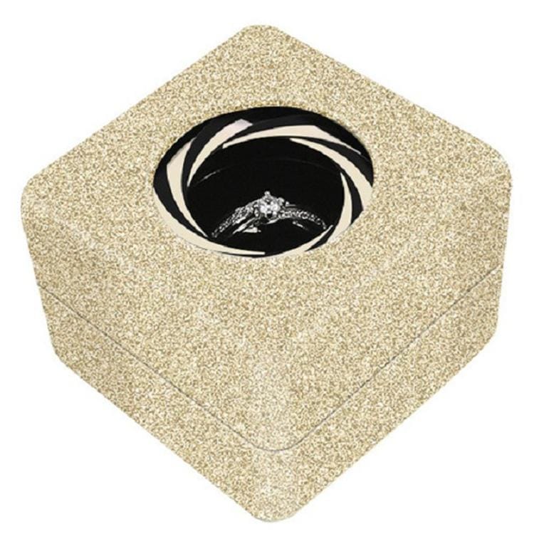 Surprise Jewelry Proposal Rotation Diamond Ring Box, Size:5.6�4cm (Square Glitter Gold)
