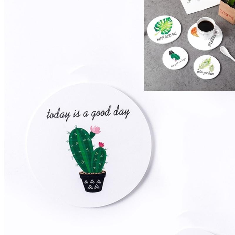 25 PCS Round Cartoon Non-slip Anti-scalding Coaster Creative Insulation Mat Cute Placemat, Size:L (Prickly Pear)