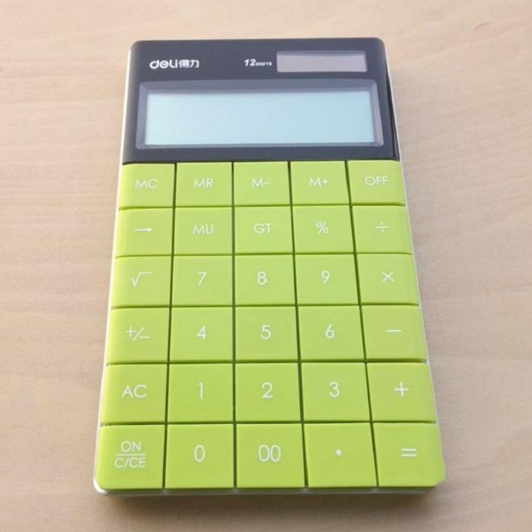 Deli 1589 Solar Large Button Calculator Office Business Colorful Portable Tablet Calculator (Green)