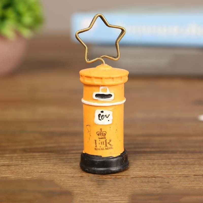 2 PCS Mailbox Shape Photo Paper Clip Note Holder Desk Name Card Clip (Yellow)