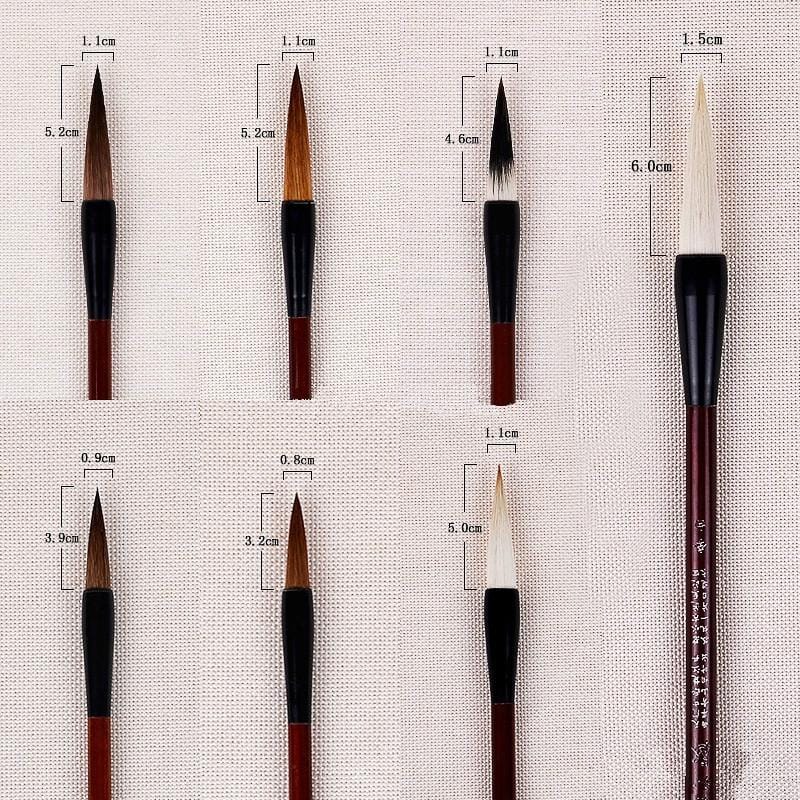 7 PCS / Set Fan Boxed Brush Gift Chinese Painting Calligraphy Brush Set