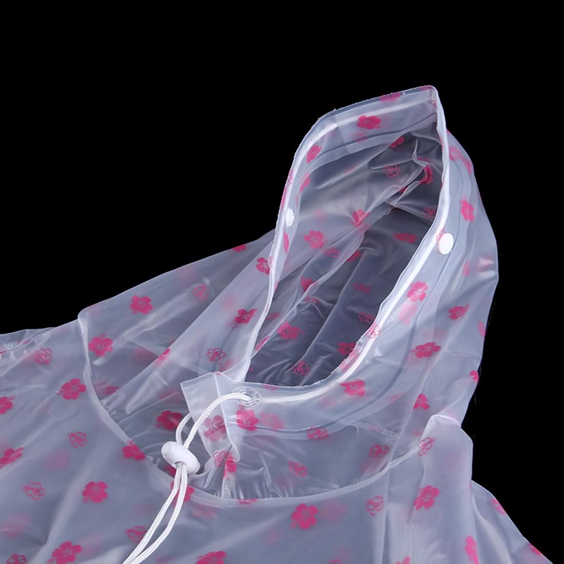 Waterproof Big Hat Transparent PVC Printing Flower Clear Motorcycle Person Poncho Adult Hooded Impermeable Raincoat Outdoor Rain Cape Coat