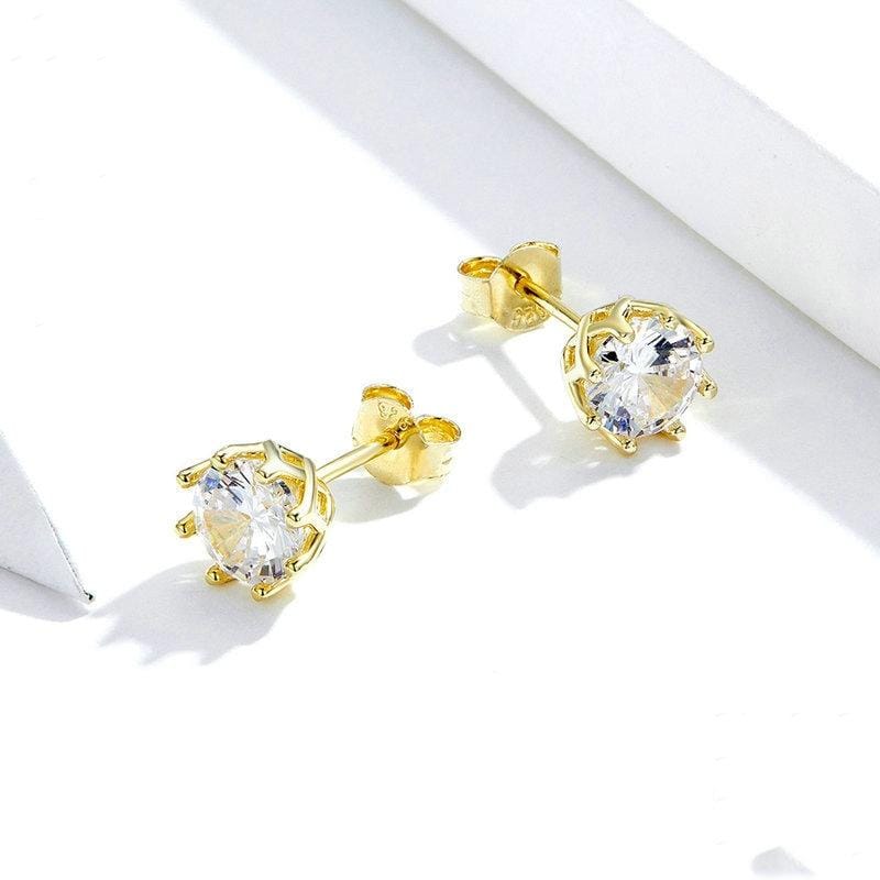 Sterling Silver Zircon Earrings S925 Sterling Silver Gold-plated Earrings