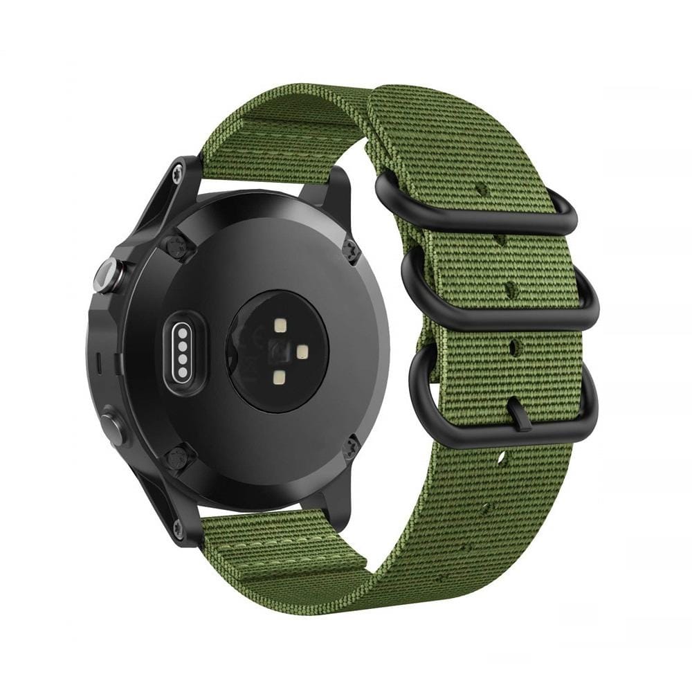 For Garmin Fenix 5S 20mm Three-ring Nylon Watchband (Army Green)
