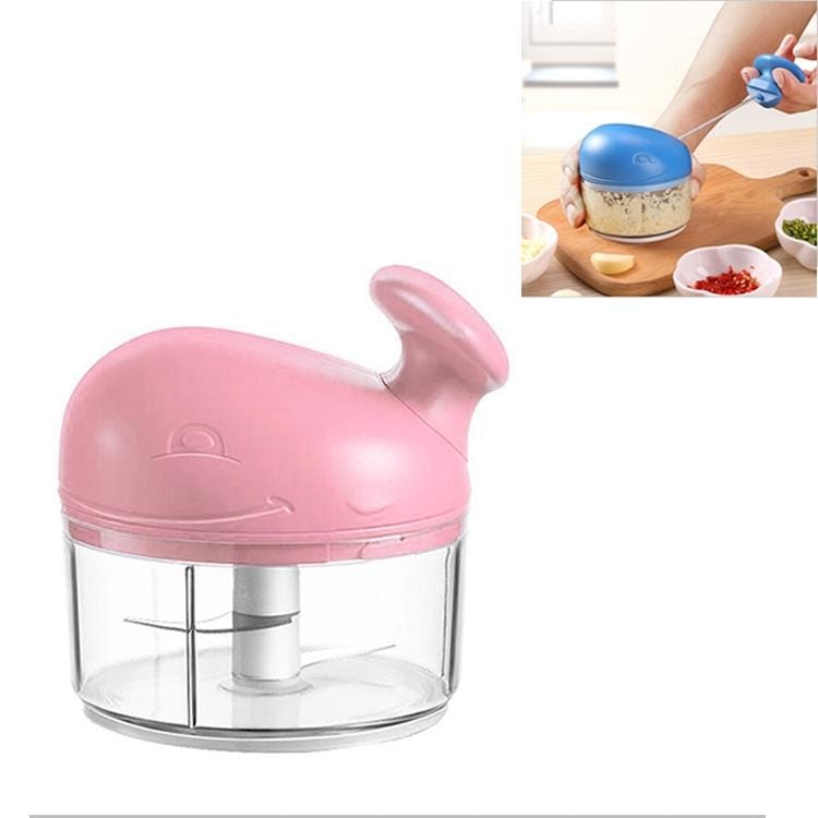 Home Kitchen Cartoon Whale Shape Hand-pulled Mini Garlic Puller Multi-function Chili Pepper Mincer (Pink)