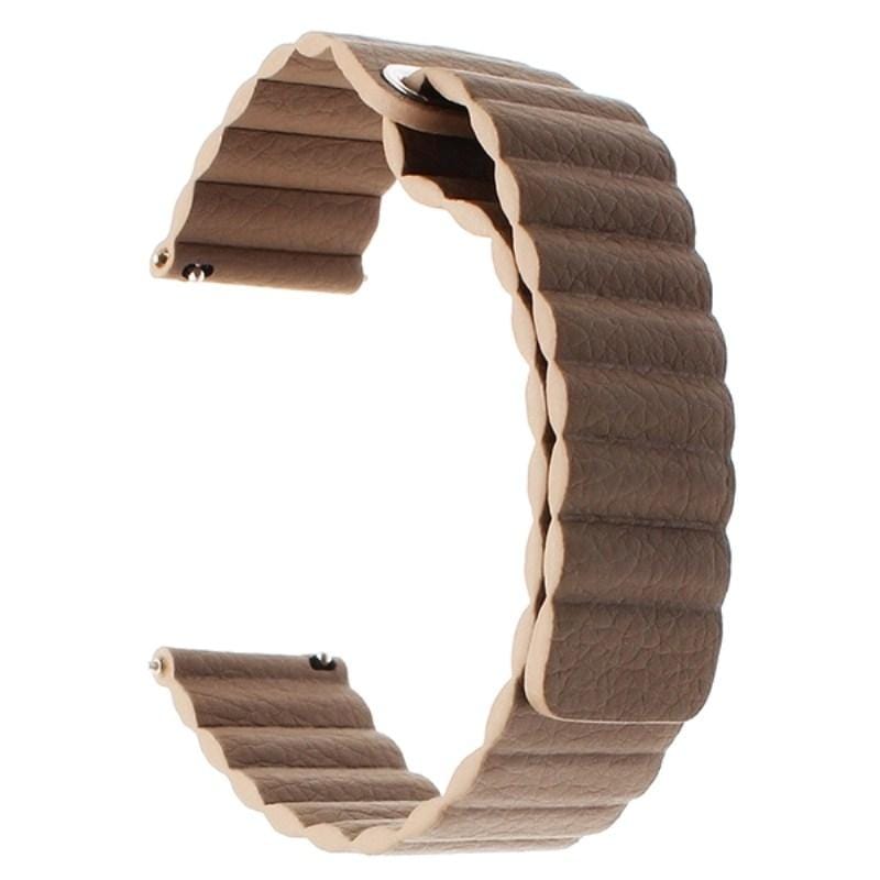 Suitable For Samsung Gear S2 / Active2 Smart Watch Strap Universal 20mm Magnetic Buckle Leather Replacement Wrist Strap (Dark brown)