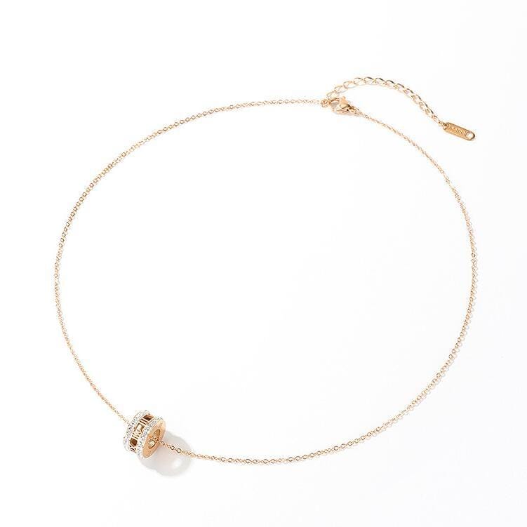 OPK 1672 Diamond-studded Numerals Pendant Necklace All-match Titanium Steel Clavicle Chain