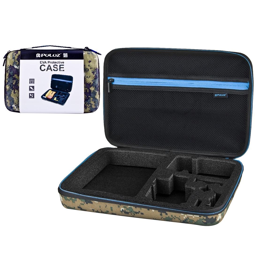 PULUZ Camouflage Pattern Waterproof Carrying and Travel Case for GoPro HERO9 Black / HERO8 Black / HERO7 /6 /5 /5 Session /4 Session /4 /3+ /3 /2 /1,  Puluz U6000 and other Sport Cameras Accessories, Large Size: 32cm x 22cm x 7cm