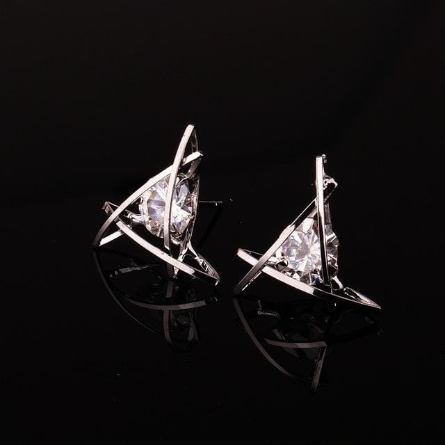 Women Fashion Zircon Earrings Toe (Triangle Silver)