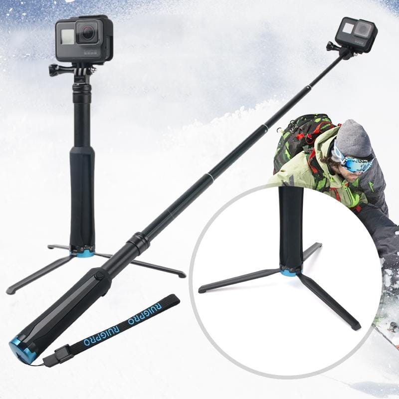 Portable Foldable Tripod Holder Selfie Monopod Stick for GoPro HERO9 Black / HERO8 Black /7 /6 /5 Session /5 /4 Session /4 /3+ /3 /2 /1, Xiaoyi Sport Cameras, Length: 23.5-81cm