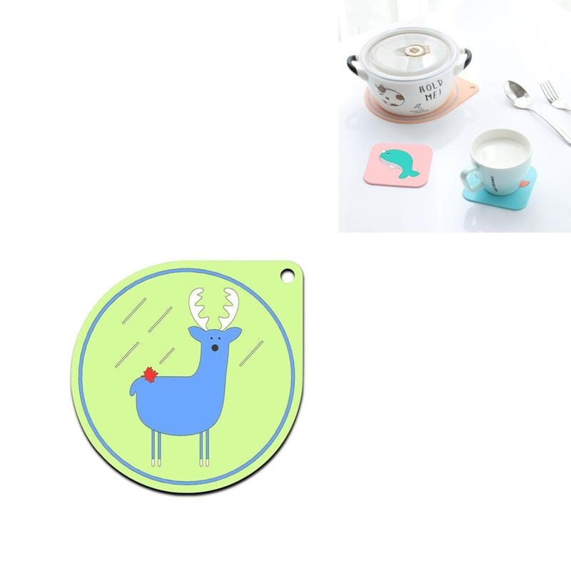 Cartoon Insulation Pad Placemat Anti-scalding Creative Home Cute Bowl Mat PVC Coaster (Elk)