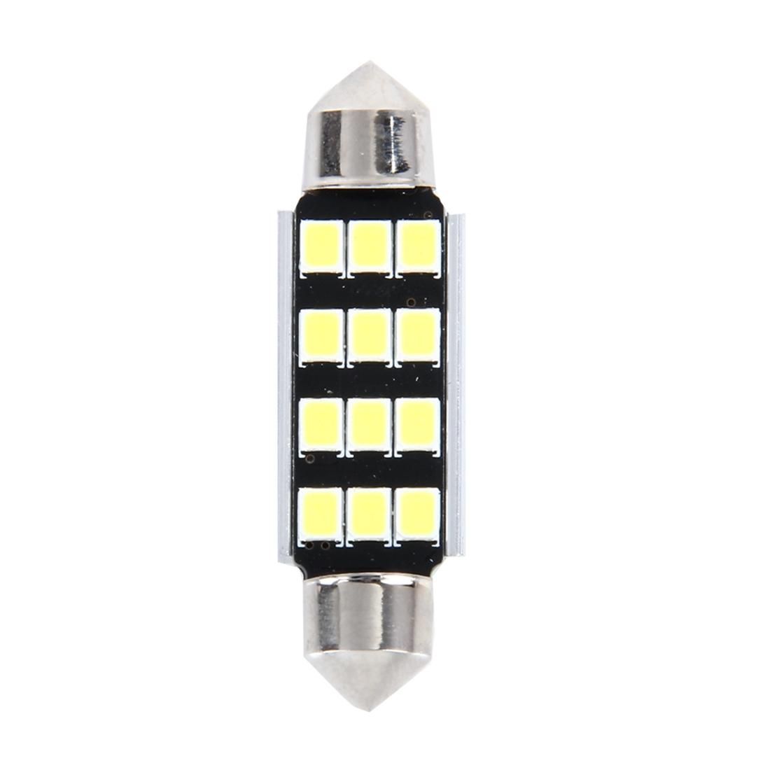 2 PCS 3.5W 250 LM 6000K 41MM 12 SMD-2835 LEDs Bicuspid Port Decoding Car Dome Lamp LED Reading Light, DC 12V (White Light)