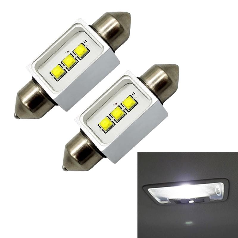 2 PCS 36MM White Light Bicuspid Port Car Dome Lamp LED Reading Light with 3 High Power LED Lamps