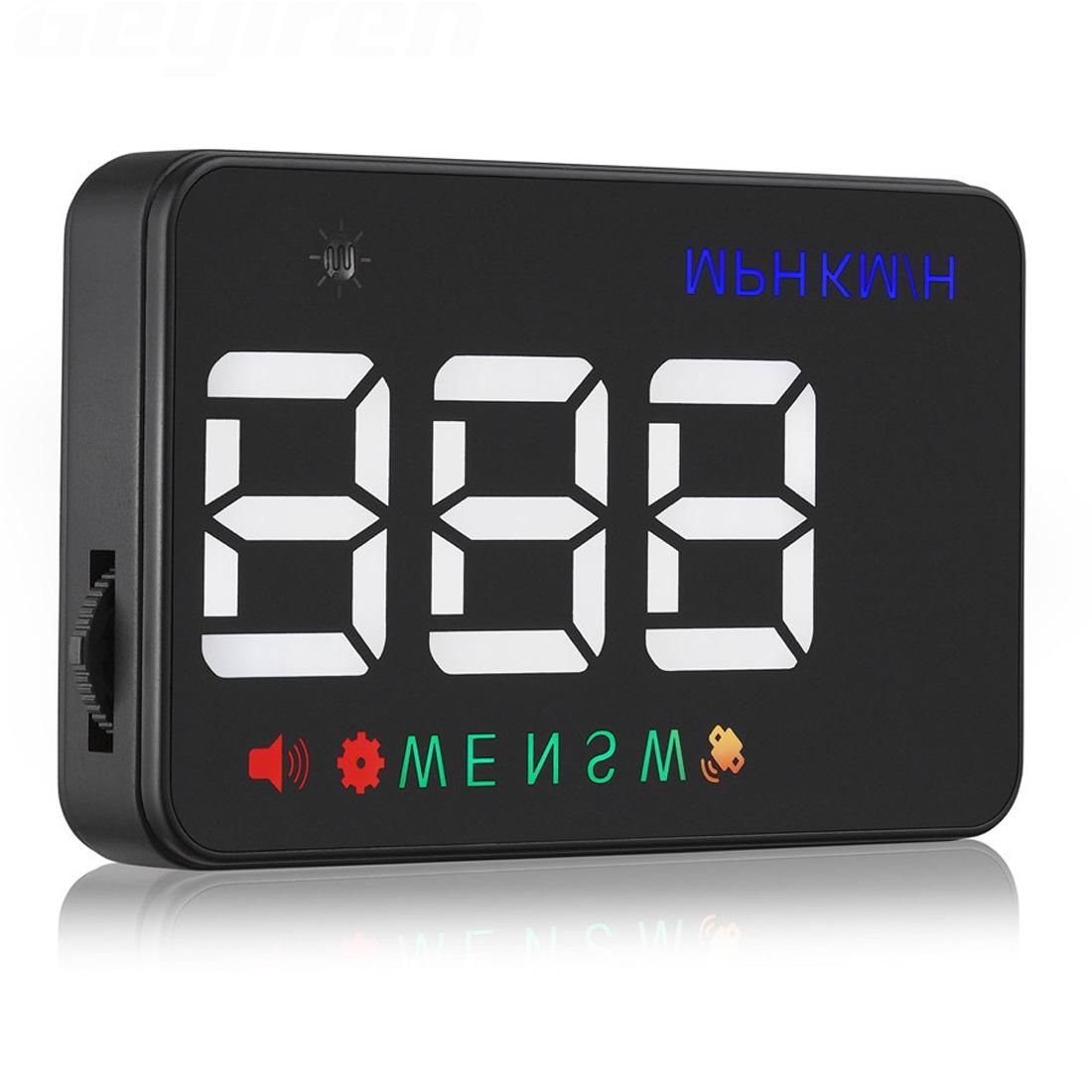 Geyiren A5 HUD 3.5 inch Car Head Up Display with GPS System, Two Mode Display, Light Sensors, KM/h MPH Speed, Compass, Speed Alarm (Green Light)