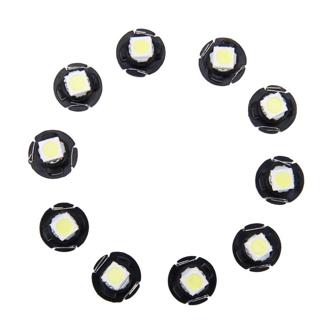 10 PCS 0.5W T4.7 Wedge Instrument Panel LED Light Dashboard Gauge Cluster Indicator Lamp Bulb (White Light)
