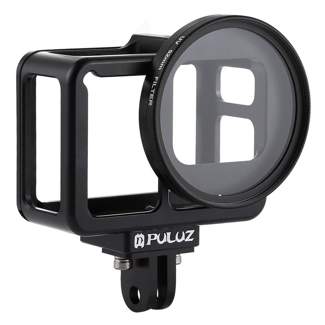 PULUZ Housing Shell CNC Aluminum Alloy Protective Cage with Insurance Frame & 52mm UV Lens for GoPro HERO7 Silver /7 White (Black)