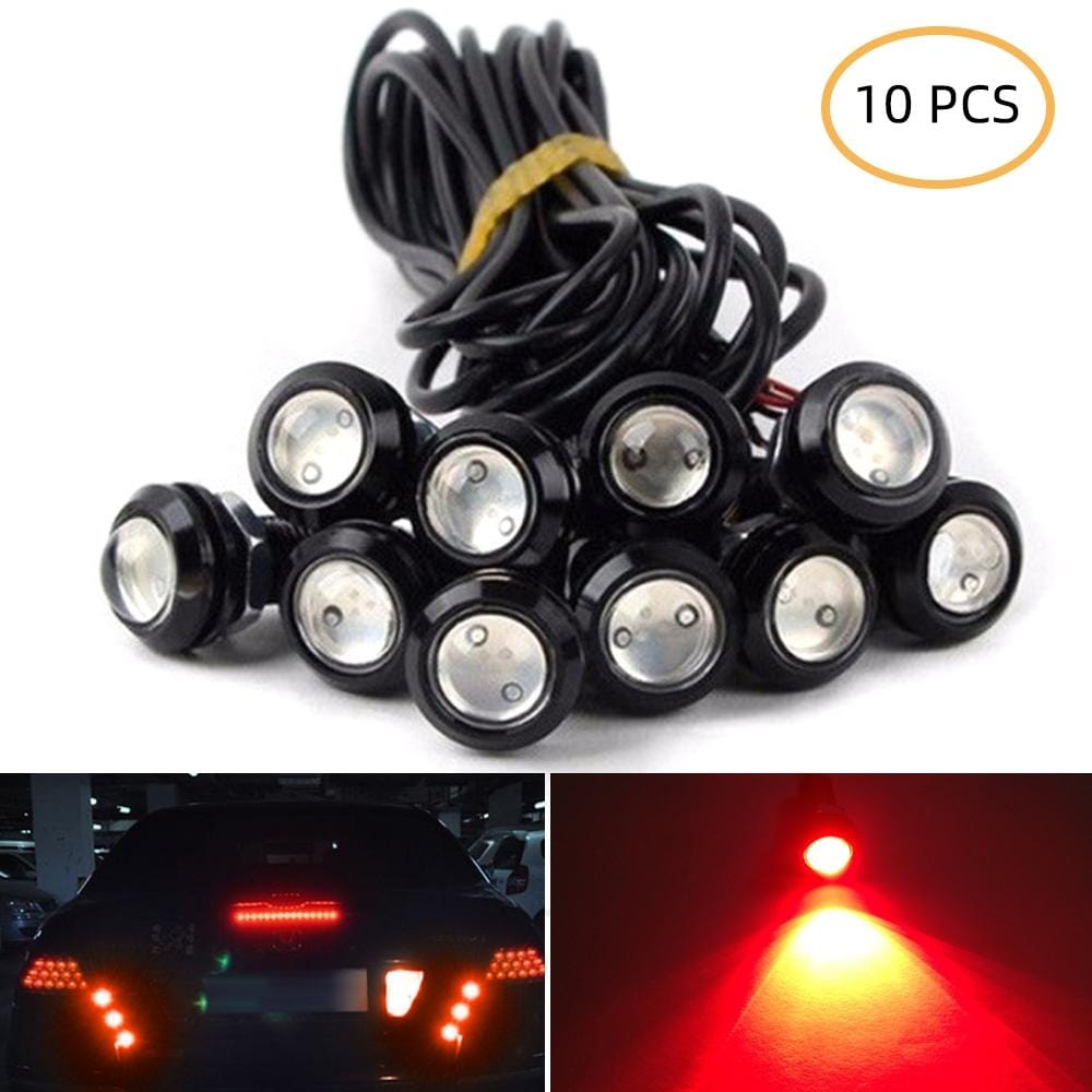 10 PCS 18mm 1.5W DC9-80V Motorcycle Eagle Eye Light Double Lens (Red Light)