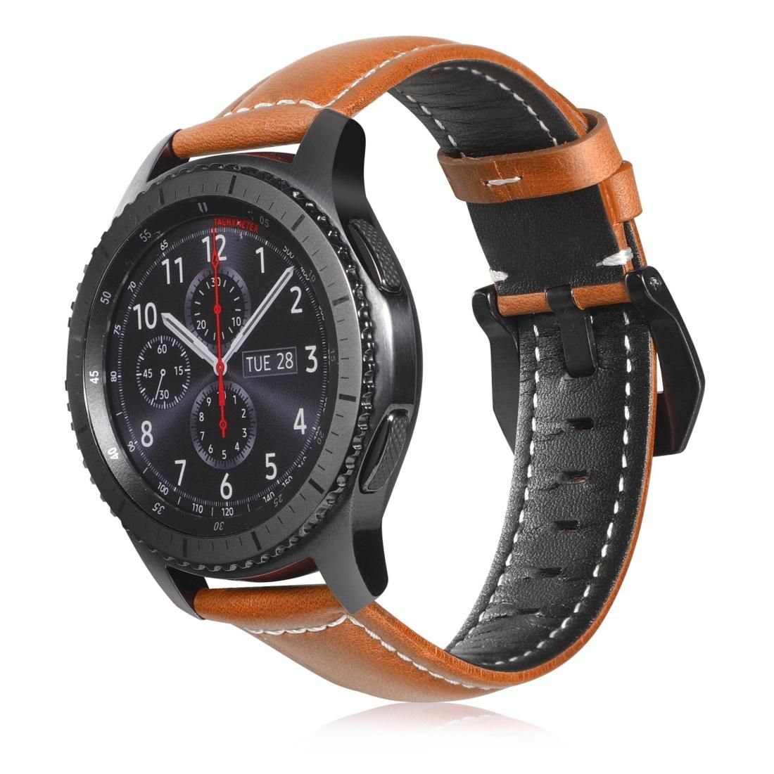 For Samsung Galaxy Watch Active 2 22mm Tree Leather Sports Strap (Brown)