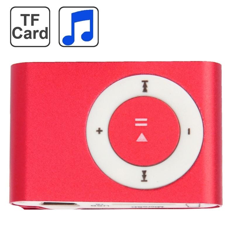 TF  Card Slot MP3 Player with Metal Clip (Red)