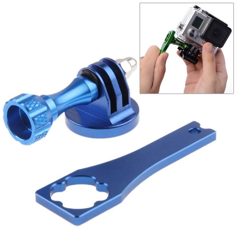 Camera Tripod Mount Adapter + Metal Standard Long Screw + Screw Rod Wrench for GoPro Hero 4 / 3+ / 3 / 2 / 1 (Blue)