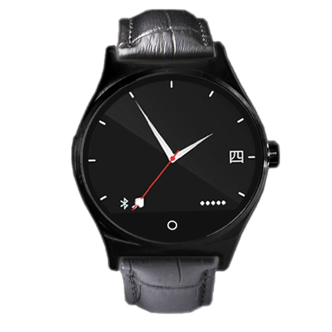 GL09 1.22 inch IPS BT4.0 IP67 Smart Watch with Leather Band for iPhone / Android Phone (Black)