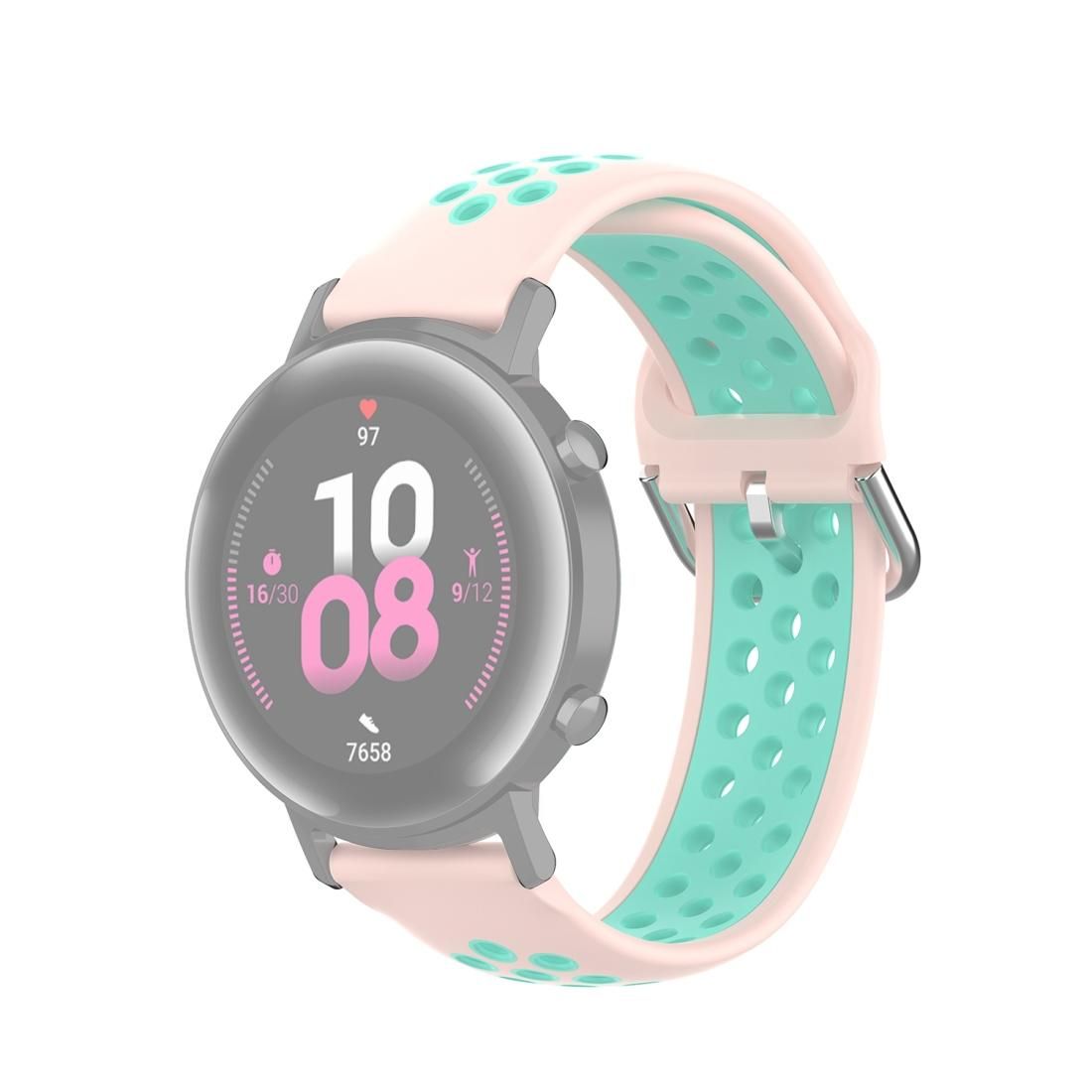 20mm Universal Sports Two Colors Silicone Replacement Strap Watchband (Light Pink Teal)