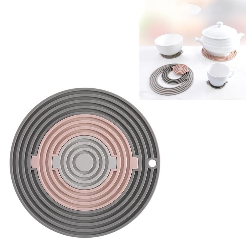 3 in 1 Round Silicone Heat Insulation Pad High Temperature Resistant Multifunctional Tableware Pad Combination Pot Pad Coaster (F4)