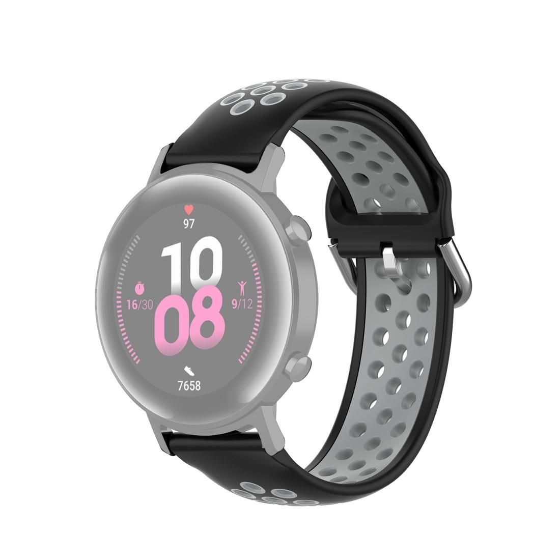 20mm Universal Sports Two Colors Silicone Replacement Strap Watchband (Black Grey)